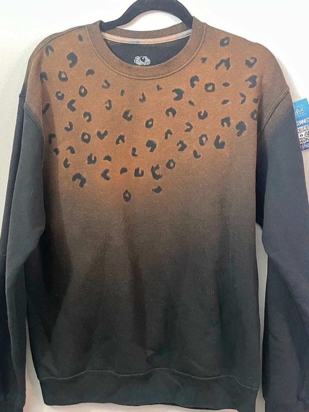 Reworked Cheetah Print Bleach Dyed Custom Crewneck Grunge Sweatshirt M